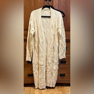 Cream Long Sleeve Cardigan / Duster cable knit look